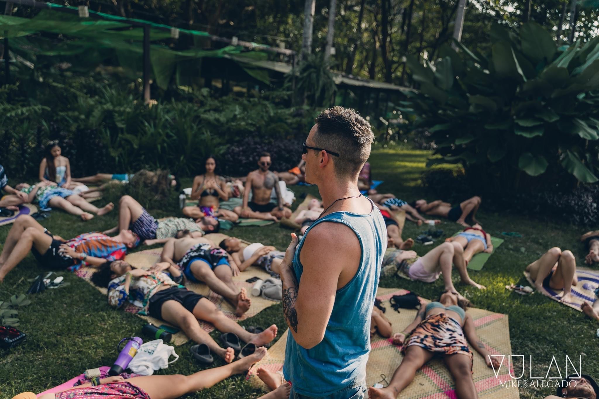 Dylan Ewing leading a breathwork session